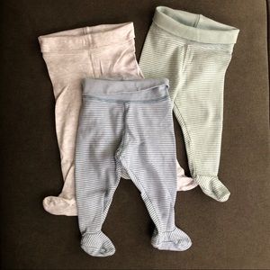 H&M Organic Cotton 3pk footie pants EUC